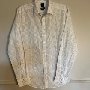 Men’s H&M Small Black Dotted White Slim Fit Button Up Dress Shirt